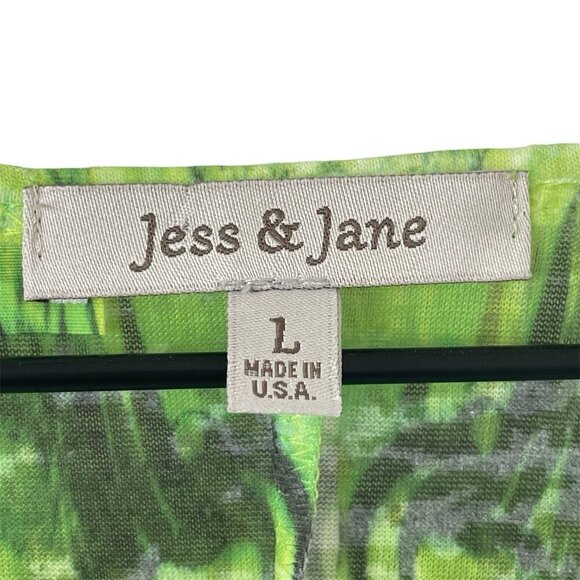 Jess & Jane Womens Tie Dye Tunic Top L Artsy Rhinestone Shark Bite Green Blouse - Picture 2 of 13